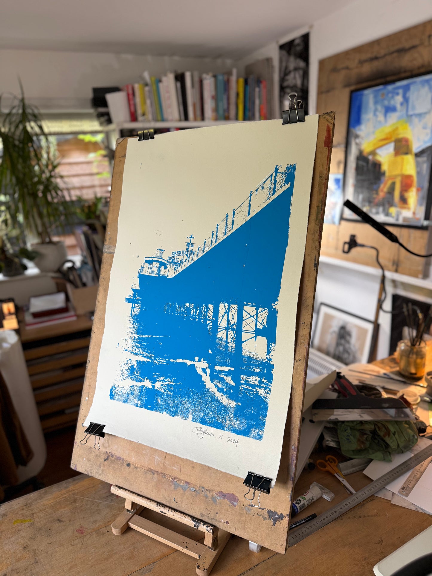 Brighton Pier Silk Screen Print blue