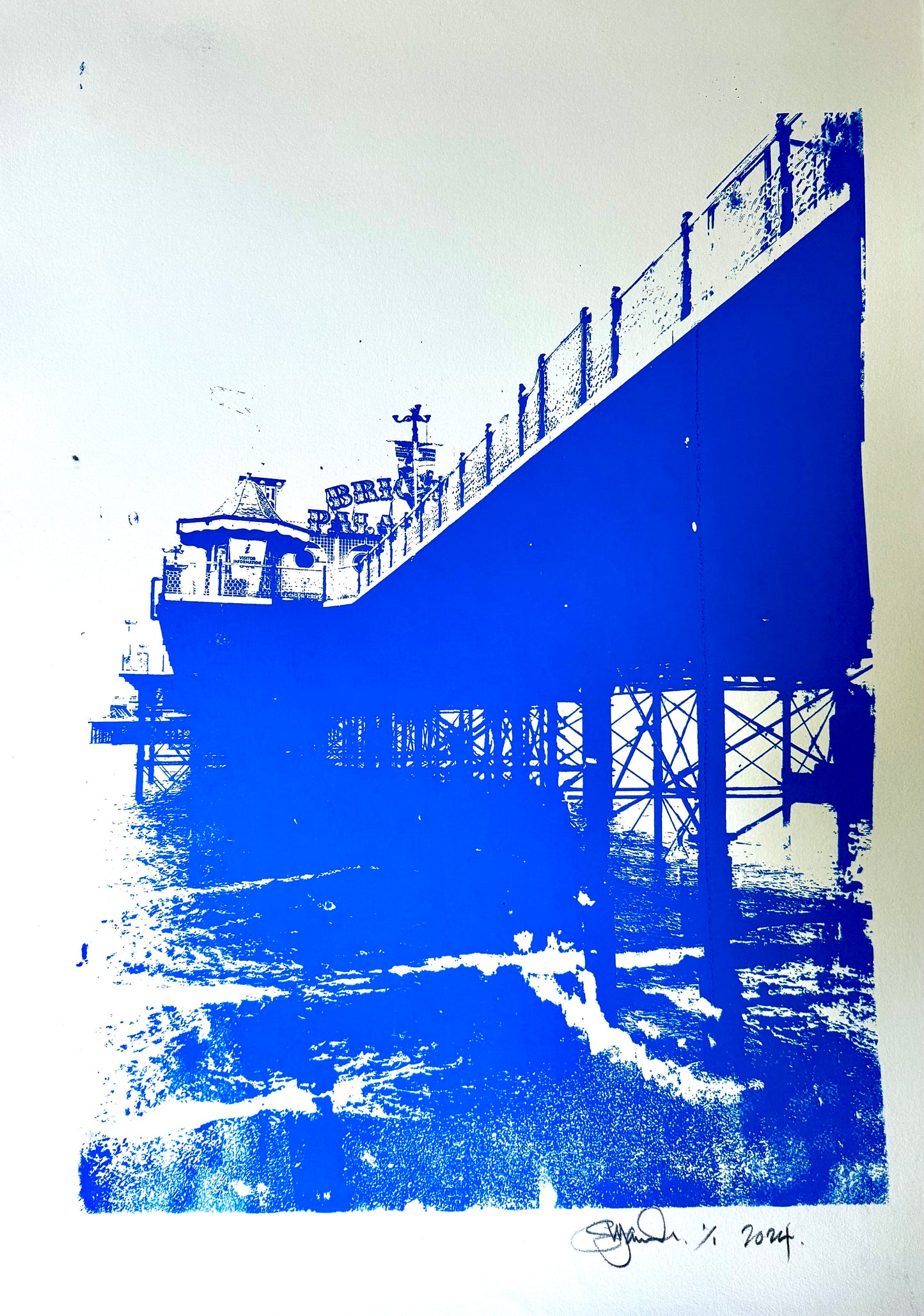 Brighton Pier Silk Screen Print blue