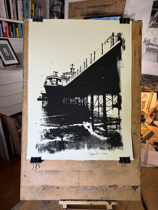 Brighton Pier Silk Screen Print black no.1