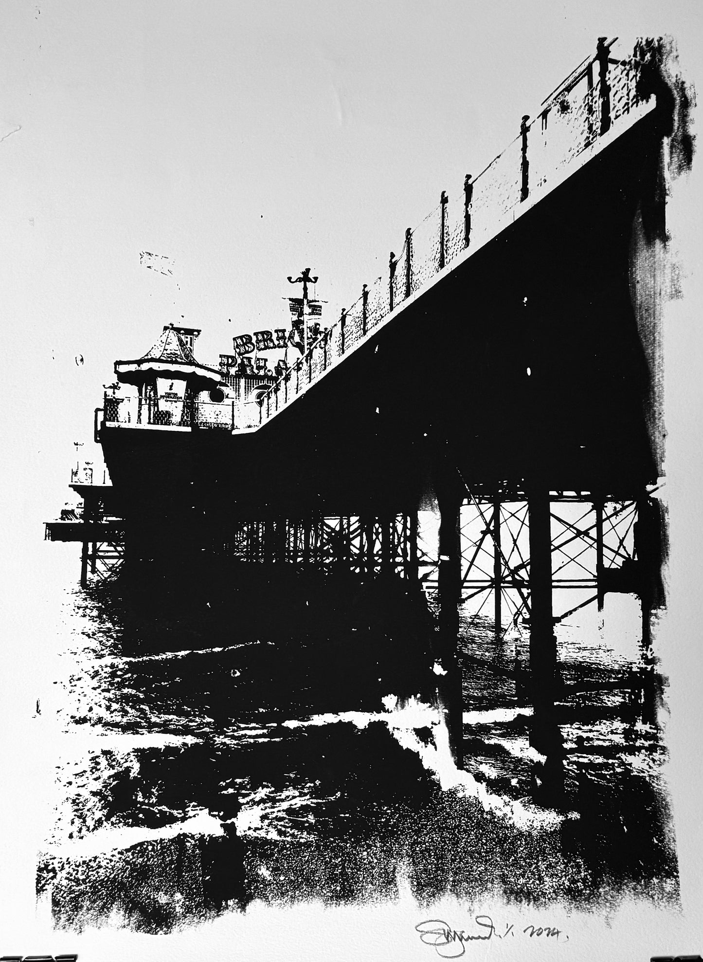 Brighton Pier Silk Screen Print black no.1