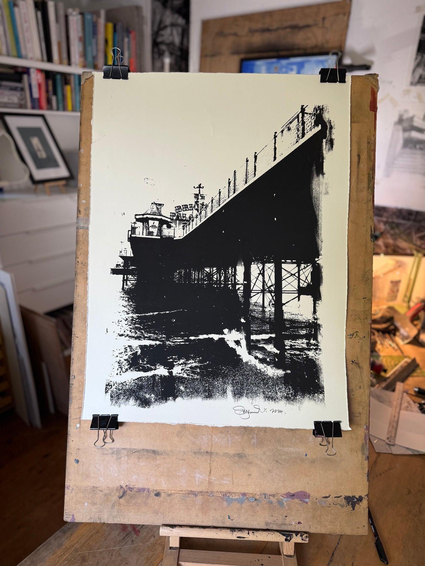 Brighton Pier Silk Screen Print black no.1