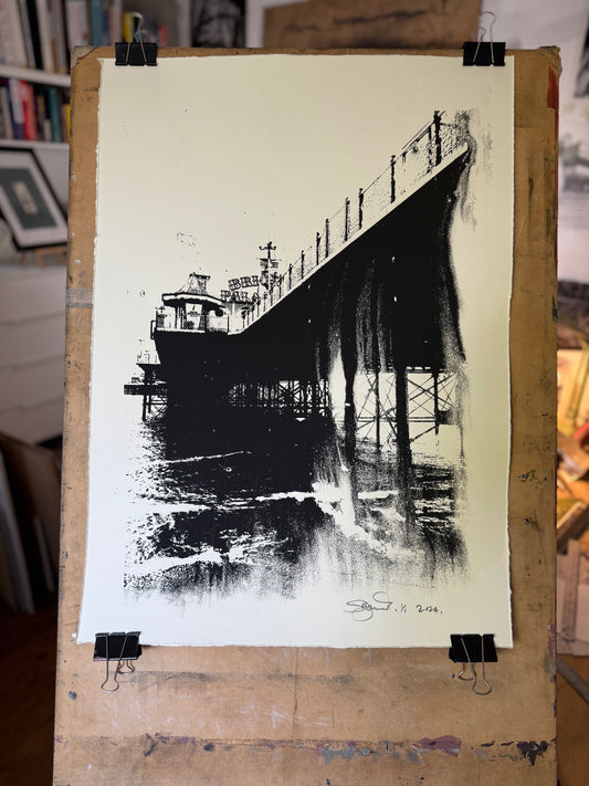 Brighton Pier Silk Screen Print black no.2