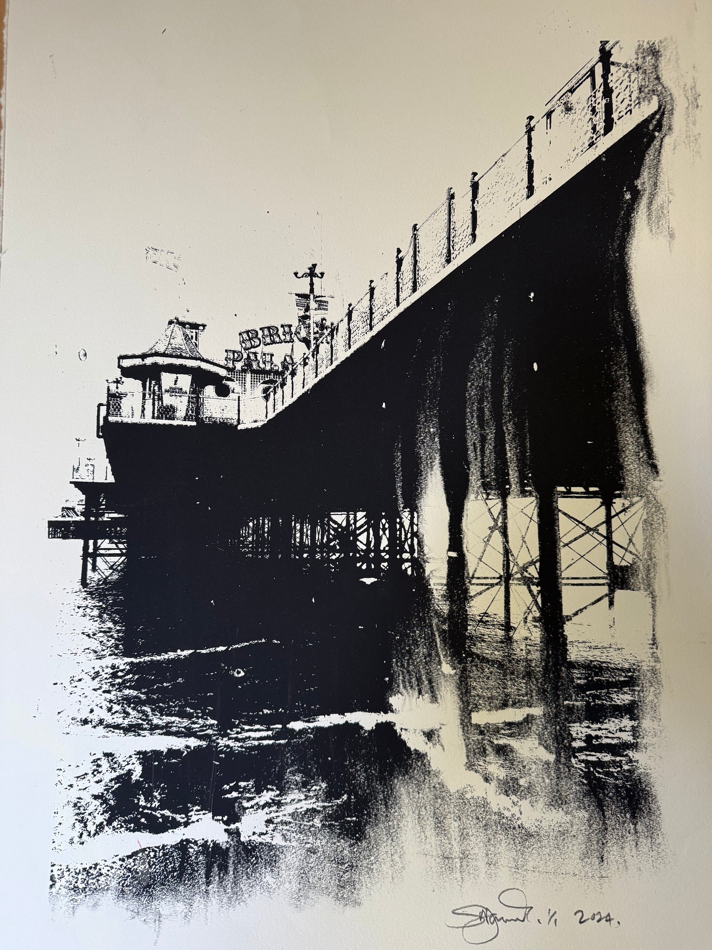 Brighton Pier Silk Screen Print black no.2